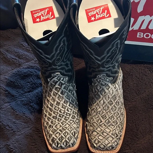 Tony Lama FISH exotic Western Boots size 9 1/2EE display picture 1